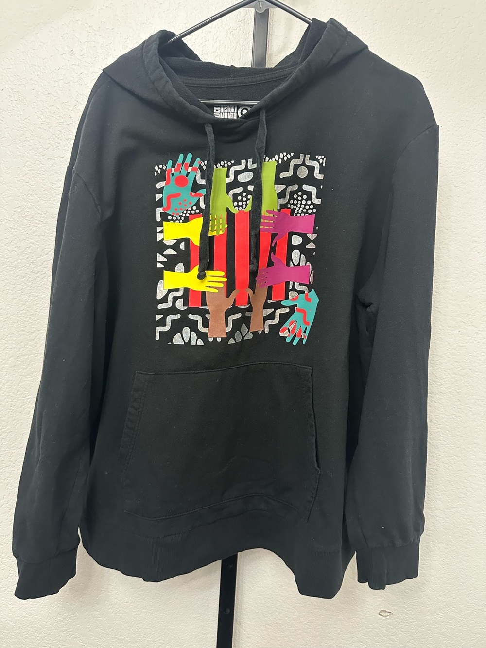 Target Black Crewneck Hoodie with Multicolor Hand Graphic
